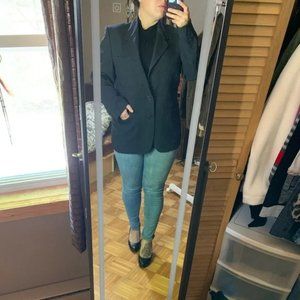 Vintage 100% pure Virgin Wool Blazer Size 42 Reg - blue oversized boyfriend look